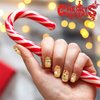 12 Sheets Christmas Nail Wraps Full Stickers Nail Polish Strips, DIY Self-Adhesive Nail Art Glitter Decals Santa Claus Reindeer Xmas Hat Pattern with 2 Piece Nail Files for Party Decor (168 Pieces)