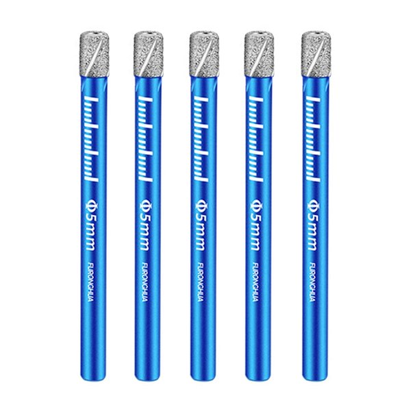 5pcs 3/16" Dry Diamond Core Drill Bits for Ceramic Porcelain Tile Granite Marble Glass Hard Materials Diamond Hole Saw Kit with Cooling Wax,Round Shank