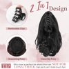 MONIXI Ponytail Extension, 10" Short Wavy Natural Curly Hair Claw Clip Ponytail Invisible Extension Synthetic Drawstring Women's Hair (10 Inch, Natural Black)