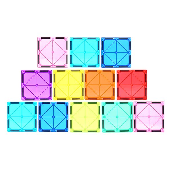 12 Piece Mgnetic Tiles Square Shape Only, Building Blocks for STEM Learning & Fun Kit for Kids, Educational Playset for Boys & Girls 3+, Construction Toy Expansion Set Playboards, random Color