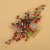 BERYUAN Christmas Rhinestone Beads Crystal Leaves Hair Comb Red and Green Rhinetone Crystal Hair Comb Rhinestone Headpiece for Christmas Wedding Party for Women (red and green)