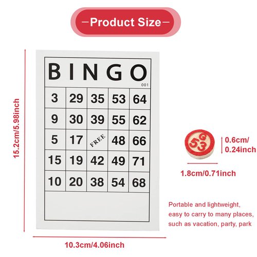 Reicyfang Bingo Board Game, Classic Bingo Cards, Vintage Wooden Bingo Game, Wooden Bingo Set Includes 40 Bingo Number Cards and 75 Chess, Game of Chance for Family Party Kids Adults Holiday Activities