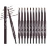 Berinist 12Pcs Dark Brown Eyebrow Pencil Set， Retractable Eyebrow Pencil with Brow Brush, Professional Eyebrow Shaping and Filling Pencil for Women Eye-Makeup, Easy to Color, Waterproof Long-lasting