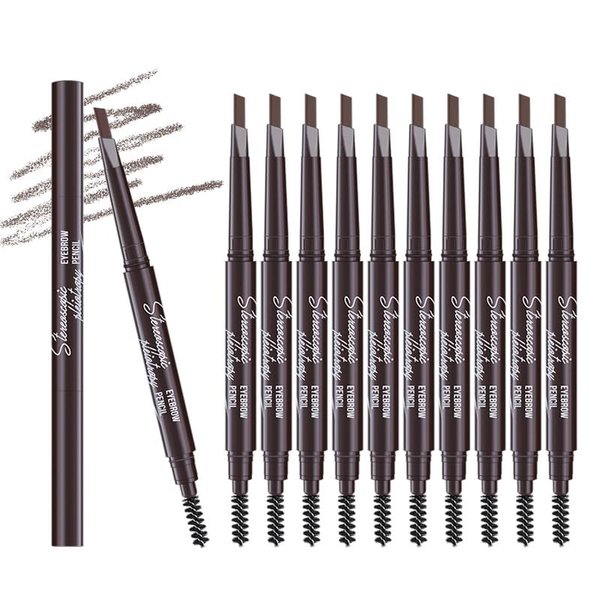 Berinist 12Pcs Dark Brown Eyebrow Pencil Set， Retractable Eyebrow Pencil with Brow Brush, Professional Eyebrow Shaping and Filling Pencil for Women Eye-Makeup, Easy to Color, Waterproof Long-lasting