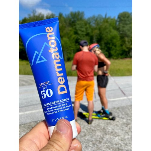 Dermatone Sport Sunscreen Lotion SPF 50 | Water Resistant (80 min), Oxybenzone and Octinoxate Free Sunscreen for Body and Face | Moisturizing Broad Spectrum UVA/UVB Protection SPF Lotion | 3oz