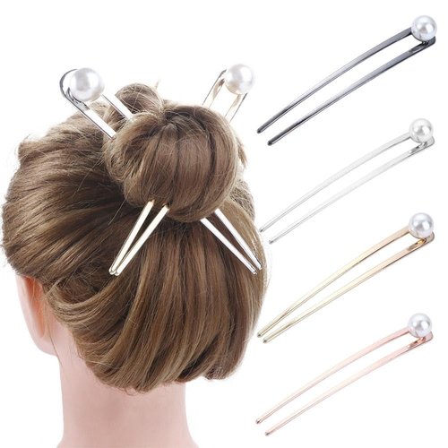 4 Pcs Metal U-Shaped Hair Sticks Simple Vintage Hair Sticks Chinese Style Chignon Pins Hair Chopsticks Hairpins Hair Accessories for Women Girls