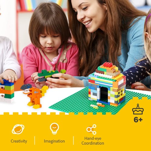 Unirolic 500PCS Classic Building Blocks, Basic Building Bricks with Wall Blocks, Wheels, Windows & Door Pieces, Mix Colors Bulks Building Sets for Boys and Girls, Compatible with All Brands