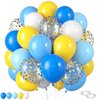 Blue and Yellow Balloons,60 Pcs 12 Inches Blue Yellow White Balloons Confetti Balloons for Socer Party Decoration Baby Shower Anniversary Birthday Wedding Party Decorations