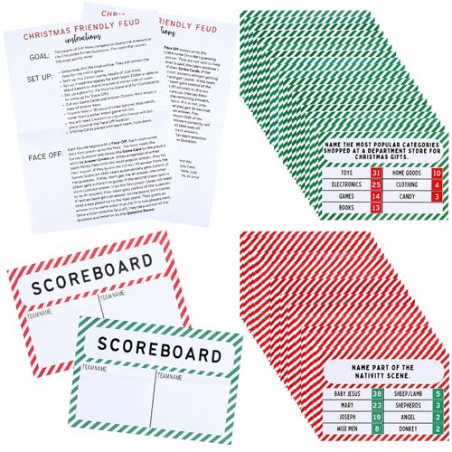 VioraWhite Christmas Friendly Feud Game Friendly Feud Quiz Christmas Party Games Christmas Trivia Game Fun Feud Quiz Holiday Games for Families Office Winter Party Supplies