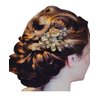 Flower Blossom Crystal Bead Hair Comb for Women