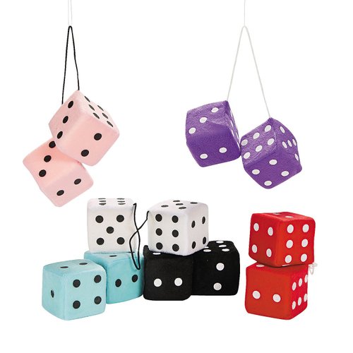 Soft Plush Hanging DICE (1DZ PR) - Toys - 12 Pieces