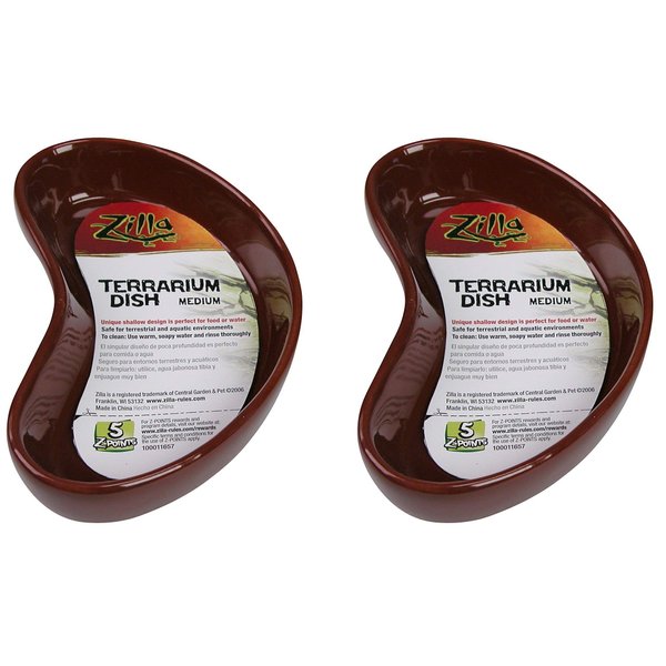 Zilla Reptile Terrarium Dishes, 2 Pack, Medium