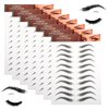 Molain Eyebrow Tattoos Stickers 7 PCS Waterproof Tattoo Color Fake Eyebrows Tattooed Stencils Instant Transfer False Brows Shape Grooming Shaping Temporary Brow Peel Off Tint Paper For Women(black)