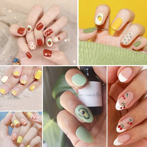 Fruits Nail Art Stickers, Holographic 3D Self-Adhesive Nail Sticker Design, Mixed Cherry Watermelon Strawberry Lemon Nail Decals Supplies for Women Girls Manicure Charms Decorations DIY Transfer Decal