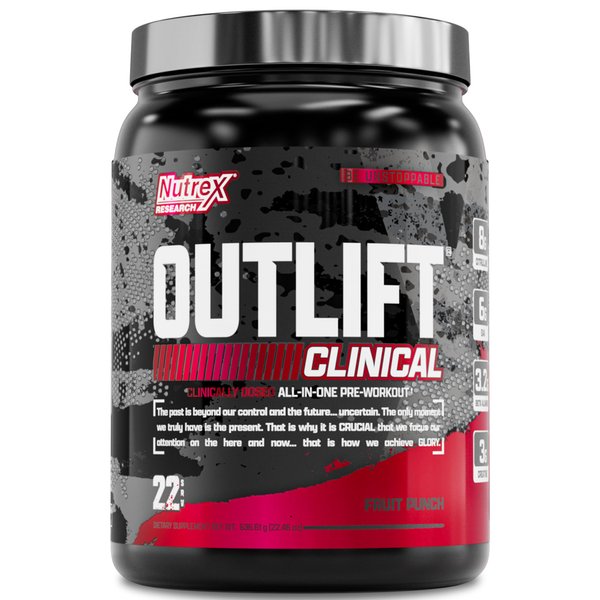 Nutrex Research Outlift Clinical | Clinically Dosed Pre Workout Powder with Creatine, 8G Citrulline, EAA | Energy, Performance, Pump Preworkout Supplement for Men & Women (22 Servings, Fruit Punch)