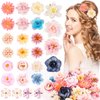Thrilez Hair Clips, 26Pcs Flower Hair Clips for Women, Flower Hair Accessories Hawaiian Boho Hairclip for Girls, Silk Flower Hair Clip for Beach Party Wedding Graduation Cap Topper Decor