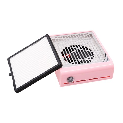 ibubu Professional Nail Dust Collector Machine Electric Nail Fan Dust Collector Strong Suction Nail Dust Vacuum Cleaner with 1 Reusable Filters Nail Salon Dust Extractor for Manicure Salon Pink