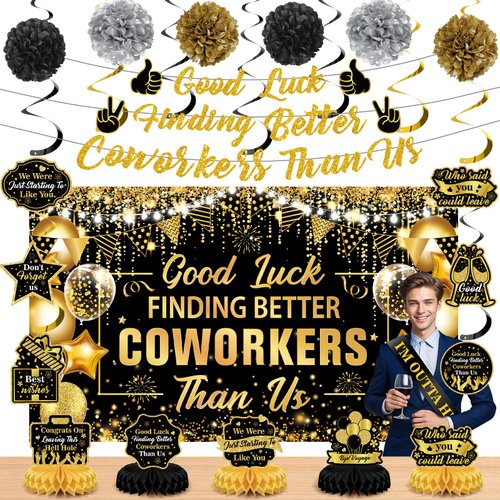 Coworker Leaving Decorations Going Away Party Decorations Good Luck Finding Better Coworkers Than Us Banner Honeycomb Centerpiece Farewell Party Hanging Swirls for Coworker Retirement Goodbye Party