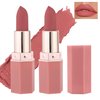 QIUFSSE 2PCS Matte Nude Lipstick Natural Moisturizing Labiales Long-lasting Waterproof Velvet Lip Gloss for Women and Girls-01 Honey peach