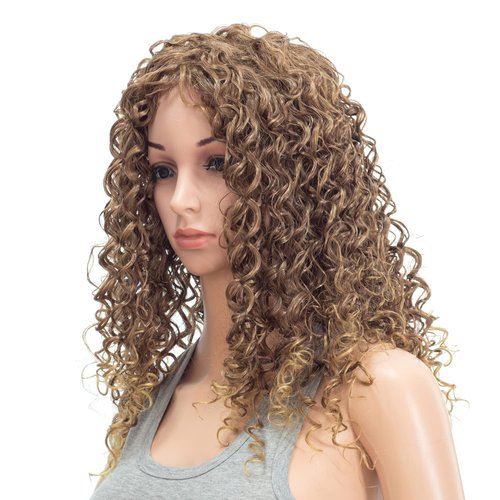 SWACC 20-Inch Long Big Bouffant Curly Wigs for Women Synthetic Heat Resistant Fiber Hair Pieces with Wig Cap (Light Brown Auburn Blonde Mixed)