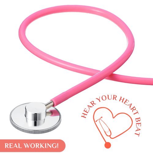 Hanaive 8 Pcs Stethoscope Toy Nursing Real Working Stethoscope Doctor Kit for Role Play Doctor Nurse Halloween Costume Accessories(Blue, Pink)