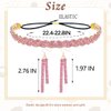 Fstrend Braided Rhinestones Elastic Headband Tassel Earrings Set Gold Crystal Hairbands Eardrop Sparkle Head Chain for Women(Pink)