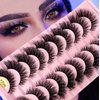 HBZGTLAD New 10 Pairs Natural Thick False Eyelashes Fake Lashes Long Makeup 3d Mink Lashes Extension Eyelash Mink Eyelashes for Beauty (W024)