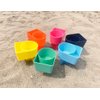 Home Queen Beach Cup Holder with Pocket, Multifunctional Sand Cup Holder for Beverage Phone Sunglass Key, Beach Accessory Drink Sand Coaster, Set of 6 (Navy, Teal, Yellow, Orange, Blue and Pink)