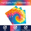 24 Guests Tie Dye Party Plates Napkins Tie Dye Birthday Party Decorations Supplies for Girls Tie Dye Birthday Paper Plates Napkins Forks Tableware Set (96 Pieces)