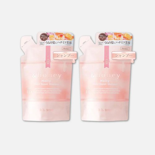 &honey Melty Moist Repair Shampoo Only Refill, 350ml x 2 Pack, Deep Nourishment and Revitalization - Organic Ingredients Perfect for Frizzy, Wavy, Curly Hair