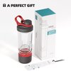 21oz Protein Shaker Bottle with Powder Storage Container-Shaker Cups for Protein Shakes-pre workout bottle-Mixer Cup-Gym Sport Water Bottle -Made with Tritan BPA Free,with Wire Whisk Balls,Red
