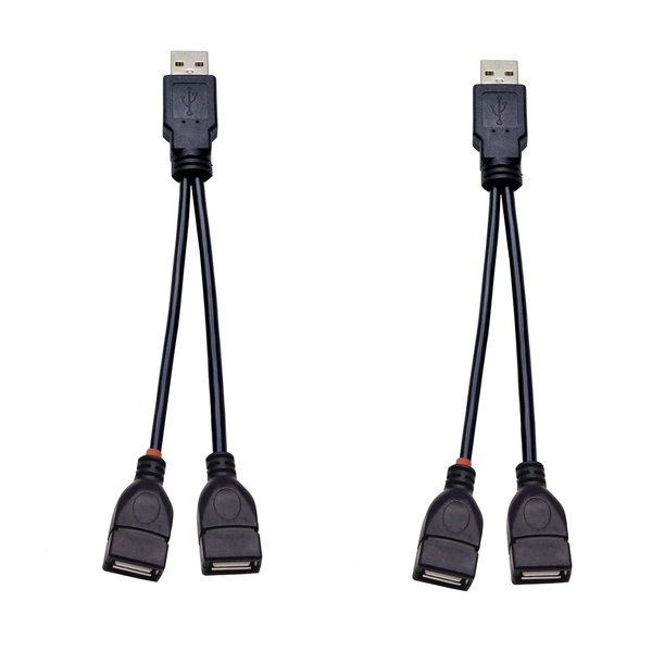 30 cm USB Splitter Cable 2.0 1 Male to 2 Female Jack Y Splitter Hub Adapter Cable YOUCHENG for Tablets Computers and Mobile Phones Etc Only one Port for Data (2-Pack)