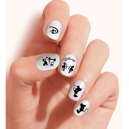 Clear Vinyl Cut, Peel and Stick Nail Art Decals/Stickers by DimOxy Designs Themed for Mickey and Minnie Black and White (Ver.2) Lovers.