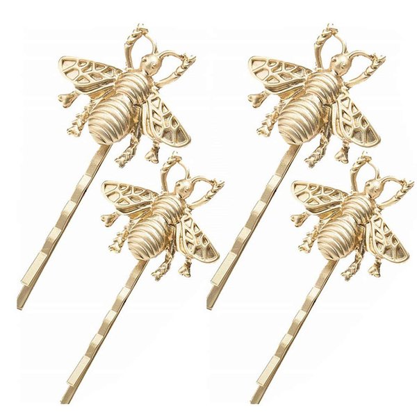 Beetoo 4pcs Bee Hair Clips with Alloy, Wedding Gold Honeybee Hairpins Accessories for Women