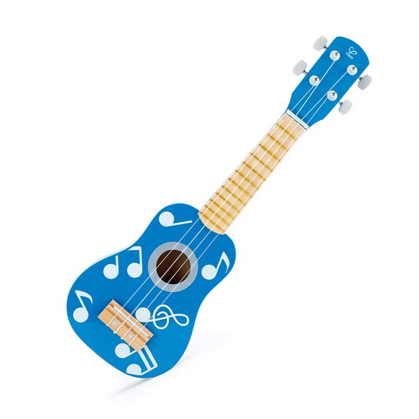 Hape Kid's Wooden Toy Ukulele in multicolor Dot Blue, L: 21.1, W: 2.6, H: 6.9 inch