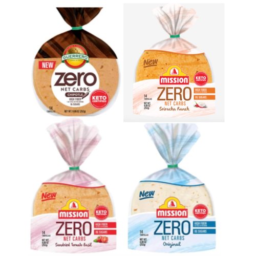 Mission Guerrero Zero Carb 0g Net Carbs - Keto Certified - 4.5" Street Taco - 14 Count, 8.89 oz. - Keto Friendly Low Carb Tortillas Variety Pack - Flour/Sun Dried Tomato/Chipotle/Sriracha Ranch - 4 Packs