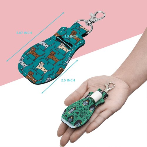 CM Clip-on Chapstick Sleeve Lip Balm Holder Neoprene Lipstick Holder Keychain Travel Accessories (Animal Patterns (4 Pcs))