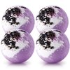 KASTU Dried Flower Bath Salt Balls,4 Pack Gift Set,Lavender Extract Essential Oils,Moisturizing Dry Skin,Fizzy Spa,Relaxation,Self Care,Relaxing,Bubble Bath Bomb Gifts Idea for Men Women