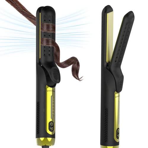 360°Airflow Styler Curling Iron | Wizchark Flat Iron Curling Iron in One | 2 in 1 Hair Straightener and Curler for All Styles | Professional Curling Wand with Cooling Air Vents Dual Voltage Hair Tools