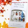 24Pcs Fall Press on Nails Short Maple Leaf and Letter with Designs, Full Cover Fake Nails Glossy Autumn Nail Tips Medium Square Shaped for Women Girls Nails Supplies Thanksgiving Decorations