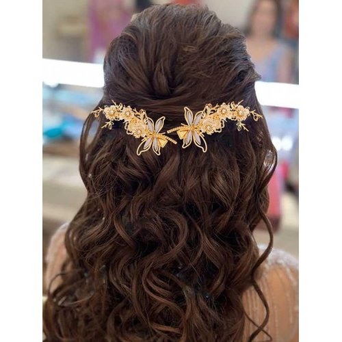 Yean Gold Dragonfly Wedding Hair Clip Flower Hair Barrettes Pins Bridal Hair Accessories for Women and Girls （Pack of 2）
