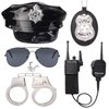 Beelittle Police Officer Role Play Kit Police Hat Handcuffs Walkie Talkies Policeman Badge Sunglasses Police Costume Accessories for Cop Swat FBI Halloween Party Dress up (C)