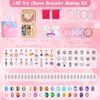 Charm Bracelet Making Kit for Girls, 140 PCS DIY Craft Bead Sets Jewelry Making Kit for Teen Girls Age 5 6 7 8-12, Portable Bracelet Organizer Gift Box for Teenage Birthday Christmas Stocking Gift
