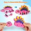 Mocoosy Wooden Dinosaur Painting Art Craft Kit for Kids 3-5, Wood Take Apart Dinosaur Snap Together Building Toy, Build Your Own Dinosaur with Paint and Stickers STEM Game Creative Gift for Boys Girls