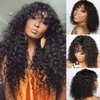 beafay Water Short bob Wigs with Bangs Brazilian Virgin Human Hair Wigs None Lace Front Wigs With Bangs 130% Density Glueless Machine Made Wigs For Black Women 12 Inch¡­