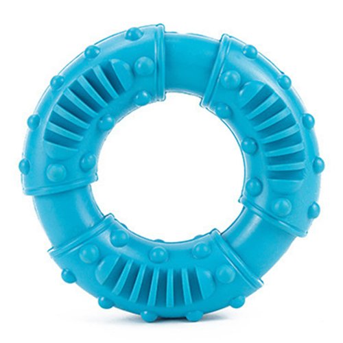Dog Teething Ring Dog Chew Toy, Donut Teeth Cleaning Toy for Aggressive Chewers, Rubber Lightweight Throwing Catching Flying Burr Ring Dog Tugs Toy Interactive Dog Toys Tug Toys for Puppy Dog(Blue)