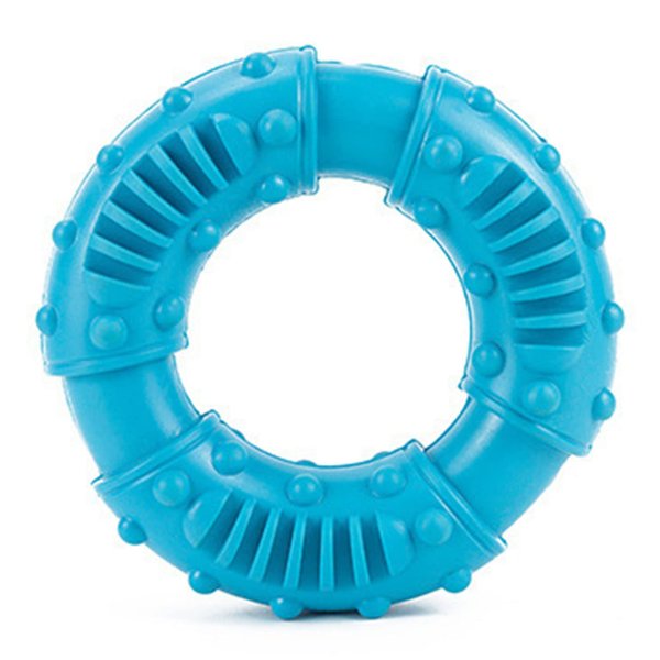 Dog Teething Ring Dog Chew Toy, Donut Teeth Cleaning Toy for Aggressive Chewers, Rubber Lightweight Throwing Catching Flying Burr Ring Dog Tugs Toy Interactive Dog Toys Tug Toys for Puppy Dog(Blue)