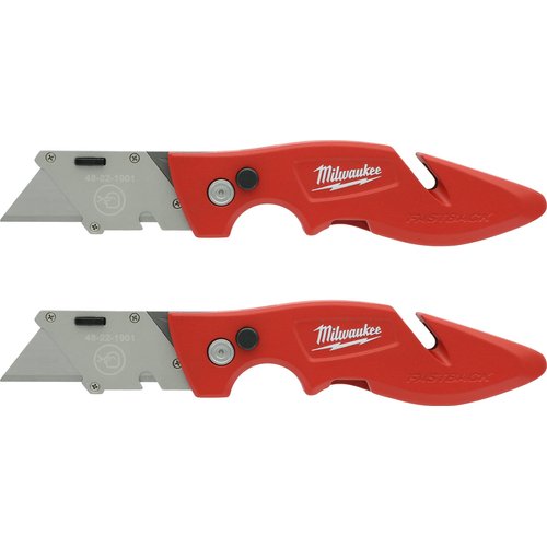 Milwaukee 48-22-1901F Fastback Utility Knife with Wire Stripping Compartment, and Gut Hook (2 Pack of 48-22-1901)