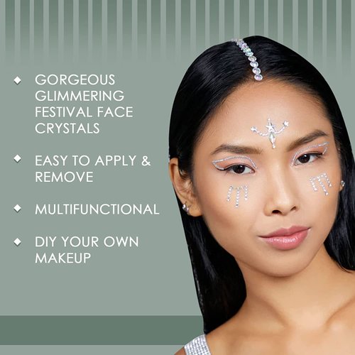 Rebel Tattoos Face Crystals Gems Jewels Stick on for Women Girls Reusable, Self-Adhesive Waterproof Rhinestones Temporary Tattoo Stickers for Festival Concert Makeup, Bachelorette Party (Princess)