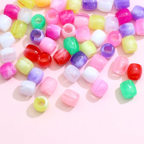 VENOFEN 50PCS Colorful Hair Beads Mixed Beads for Braids Pony Beads for Kids Girls Jewelry Making Kit Loc Dreadlock Accessories Braid Decoration